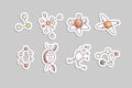 Cute cartoon molecule and atom icon set. Atomic and molecular illustration. Structure of molecula and atom with electron