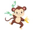 Cute cartoon monkey baby. Children illustration.Isolated on white background