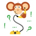 Cute cartoon monkey calling banana phone vector tee print.