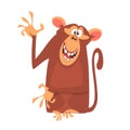 Cute cartoon monkey character icon. Wild animal collection. Chimpanzee mascot waving hand and presenting. Royalty Free Stock Photo