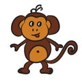 Cute cartoon monkey. Coloring book
