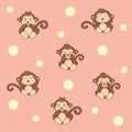 Cute cartoon monkey pattern continued., vector illustration