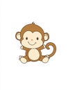 Cute Cartoon Monkey Sitting Happy Royalty Free Stock Photo