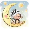 Cute Cartoon Monkey is sleeping Royalty Free Stock Photo