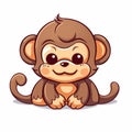 Cute cartoon monkey. Vector illustration isolated on a white background. Royalty Free Stock Photo