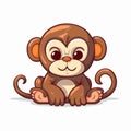 Cute cartoon monkey. Vector illustration isolated on a white background. Royalty Free Stock Photo