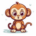 Cute cartoon monkey. Vector illustration isolated on a white background. Royalty Free Stock Photo
