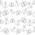 Cute cartoon monochrome butterflies and bugs. Vector seamless pattern.