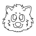 Cute cartoon monochrome lineart pomeranian puppy face dog breed vector clipart. Pedigree kennel doggie breed for dog lovers.