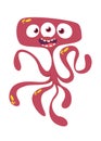 Cute cartoon monster alien or octopus. Vector illustration of red monster.