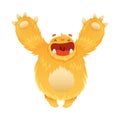 Cute cartoon monster baby character. Furry toothy mutant with funny face vector illustration Royalty Free Stock Photo