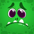 Cute cartoon monster face. Vector illustration of green monster isolated Royalty Free Stock Photo