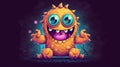 Cute cartoon monster. Fantasy concept , Illustration painting Royalty Free Stock Photo