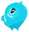 Cute cartoon monster. Fluffy fantasy creature character