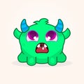 Cute cartoon monster. Hungry monster illustration