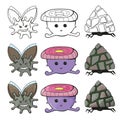 Cute cartoon monster set collection. Hand drawn line and color character design