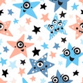 Cute cartoon monster stars character seamless pattern Royalty Free Stock Photo