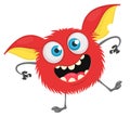 Cute cartoon monster troll or gremlin. Vector funny monster character.