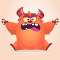 Cute cartoon monster. Vector fat monster mascot character. Halloween design Royalty Free Stock Photo