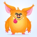 Cute cartoon monster. Vector troll or gremlin character. Halloween design.