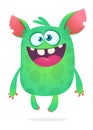 Cute cartoon monster. Vector troll or gremlin character. Halloween design.