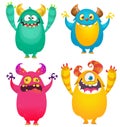 Cute cartoon Monsters. Set of cartoon monsters: ghost, goblin, bigfoot yeti, troll, dragon and alien . Halloween design