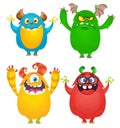 Cute cartoon Monsters. Set of cartoon monsters: ghost, goblin, bigfoot yeti, troll, dragon and alien . Halloween design