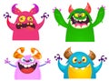 Cute cartoon Monsters. Set of cartoon monsters: ghost, goblin, bigfoot yeti, troll, dragon and alien . Halloween design