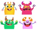 Cute cartoon Monsters. Set of cartoon monsters: ghost, goblin, bigfoot yeti, troll, dragon and alien . Halloween design