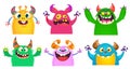 Cute cartoon Monsters. Set of cartoon monsters: ghost, goblin, bigfoot yeti, troll, dragon and alien . Halloween design