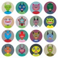 Cute cartoon Monsters Set. Big collection on white Royalty Free Stock Photo