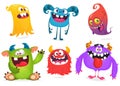 Cute cartoon Monsters. Set of cartoon monsters: ghost, goblin, bigfoot yeti, troll, dragon and alien . Halloween design