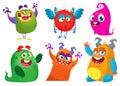 Funny cartoon monsters set. Halloween vector illustration Royalty Free Stock Photo