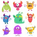 Cute cartoon Monsters. Set of cartoon monsters: goblin or troll, cyclops, ghost, monsters and aliens. Halloween design