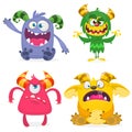 Funny cartoon monsters set. Halloween  illustration Royalty Free Stock Photo
