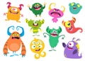 Cute cartoon Monsters. Set of cartoon monsters: goblin or troll, cyclops, ghost,  monsters and aliens. Halloween design Royalty Free Stock Photo