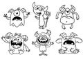 Cute cartoon Monsters. Set of cartoon monsters: goblin or troll, cyclops, ghost, monsters and aliens. Halloween Royalty Free Stock Photo