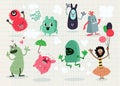 Cute Cartoon Monsters,Vector cute monsters set collection isolated Royalty Free Stock Photo
