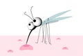 Cute cartoon mosquito .. Insect pest. Mosquito bite. Danger of disease transmission