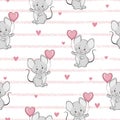 Cute cartoon mouse with balloon seamless pattern