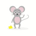 Cute Cartoon Mouse with big eyes and cheese
