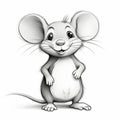 Cute Cartoon Mouse With Big Eyes: Detailed Graphite Sketches For Kids