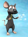 Cute cartoon mouse blowing soap bubbles. Royalty Free Stock Photo