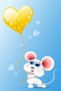 Mouse with cheese balloon heart Valentine