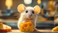 Cute cartoon mouse small cheese food friendly design little creativity mammal cute fun animal character adorable