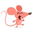 Cute cartoon mouse dancing and laughing. Vector illustration isolated. Royalty Free Stock Photo