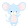 Cute cartoon Mouse isolated on white background. Little funny character. Vector illustration Royalty Free Stock Photo