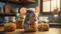 cute cartoon mouse expression hungry character domestic cereal adorable humor expression Royalty Free Stock Photo