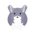 Cute cartoon mouse or small rodent isolated on white background. Hand drawn violet chinchilla. Childish vector illustration.