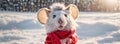 traditional cartoon mouse tradition season new adorable wearing happy Santa hat background snow animal christmas funny